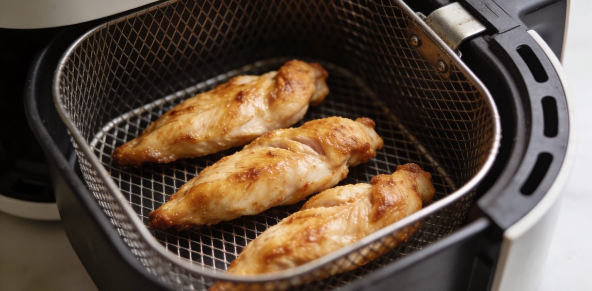 Aiguillettes de poulet dorees dans un airfryer