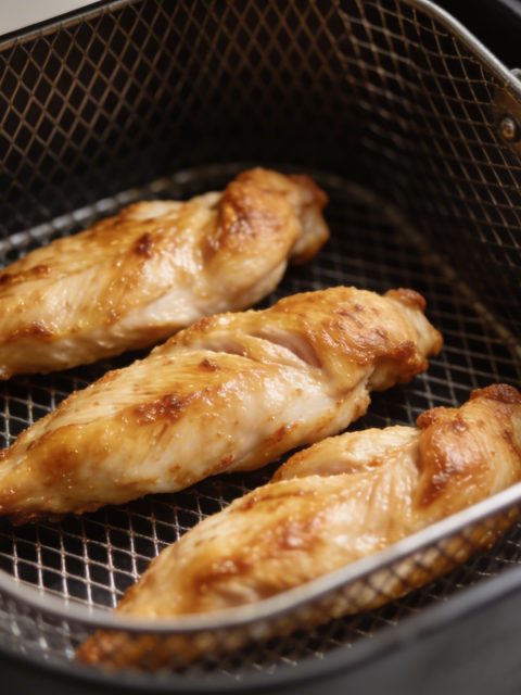 Aiguillettes de poulet dorees dans un airfryer