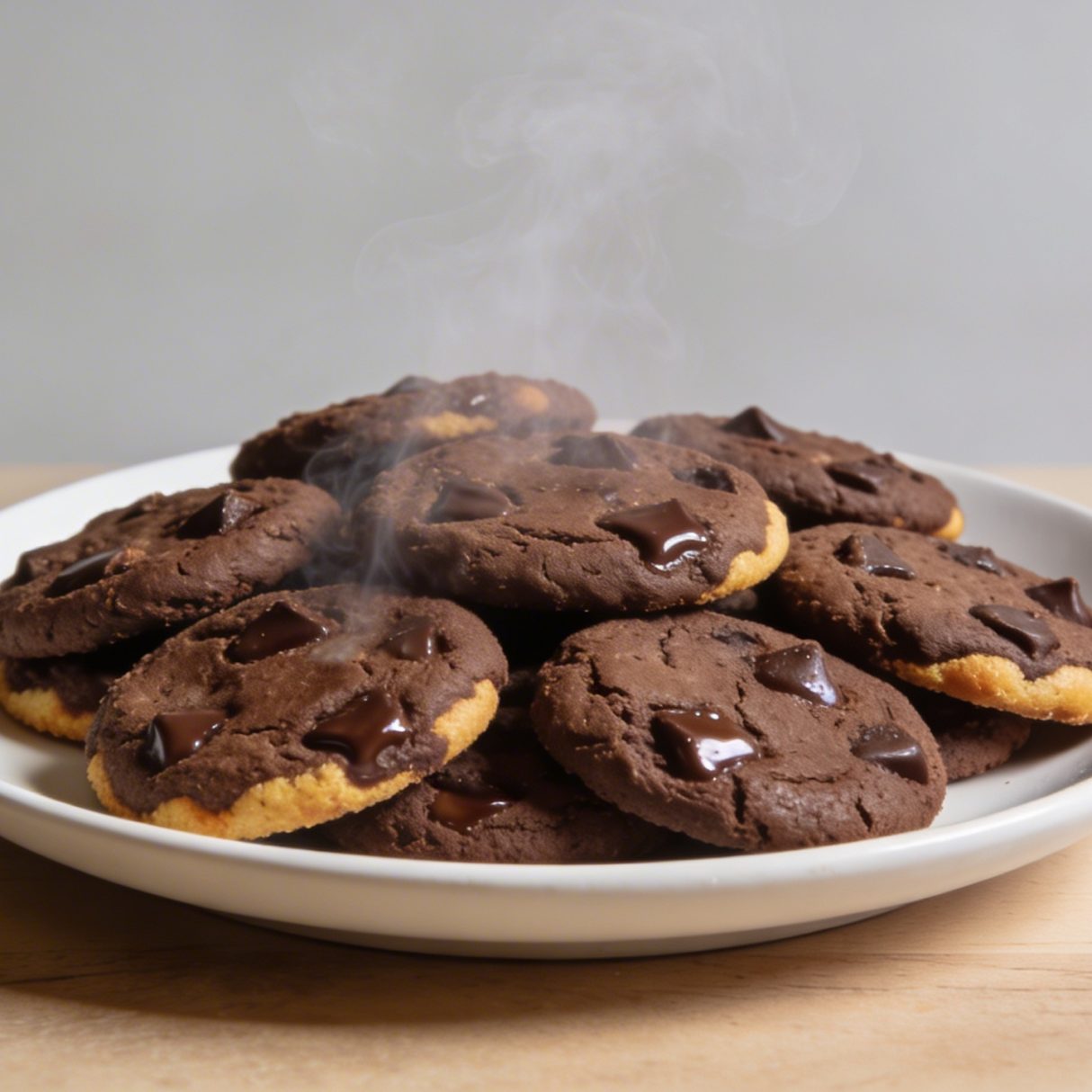 Assiette de cookies aux pepites de chocolat fumants
