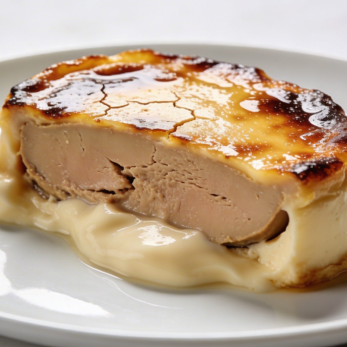 Assiette elegante avec foie gras creme brulee caramélise