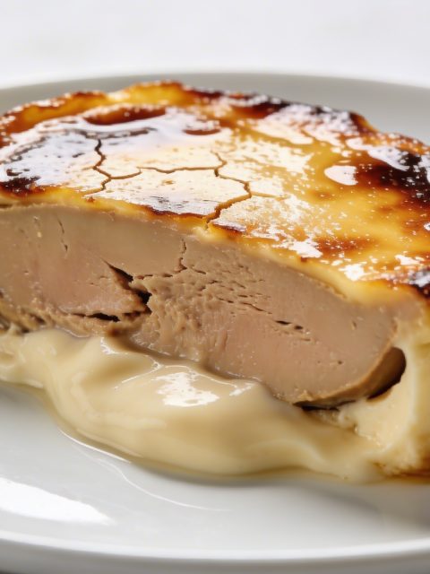 Assiette elegante avec foie gras creme brulee caramélise