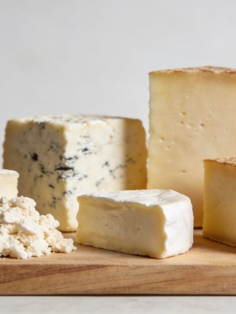 Assortiment de fromages artisanaux sur planche en bois