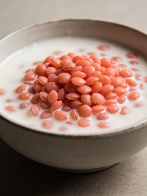 Bol de lentilles corail cremoses au lait de coco
