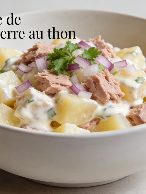 Bol de salade de pommes de terre au thon