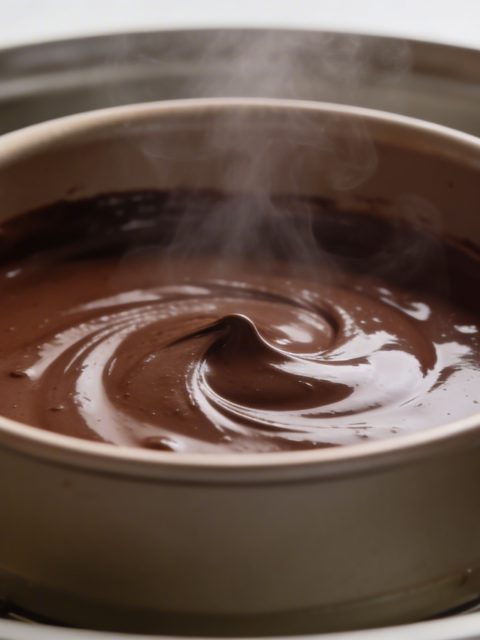 Casserole au bain marie faisant fondre du chocolat