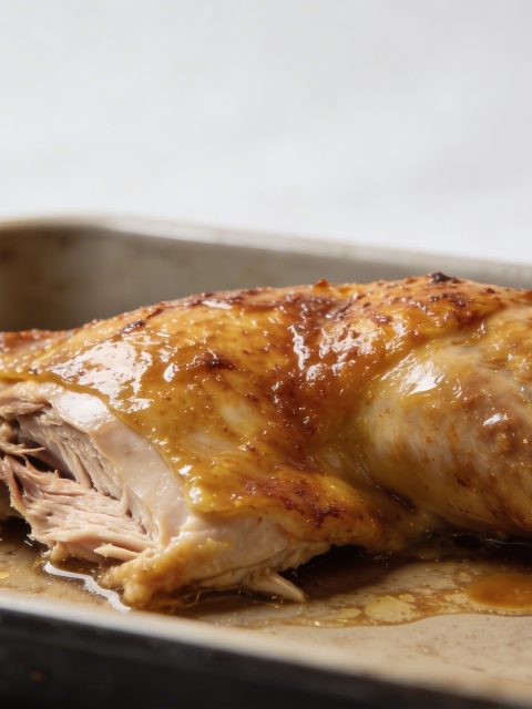 Cuisse de dinde doree dans plat au four