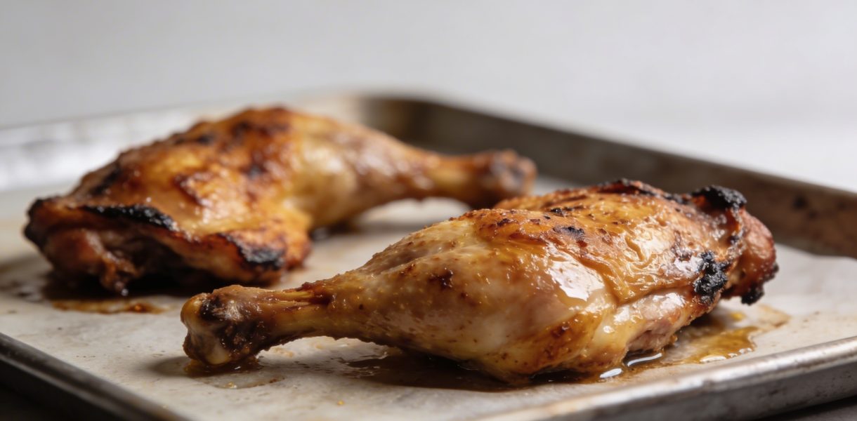 Cuisses de pintade roties croustillantes sur plaque de cuisson