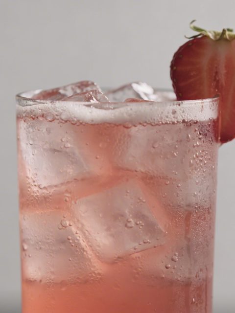 Grand verre rose de limonade a la fraise
