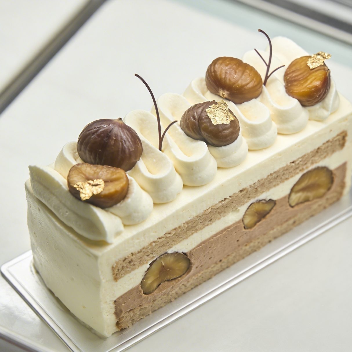 Patisserie vue du dessus gateau creme marron