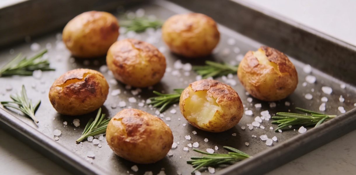 Plaque de petites pommes de terre roties au four