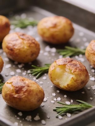 Plaque de petites pommes de terre roties au four