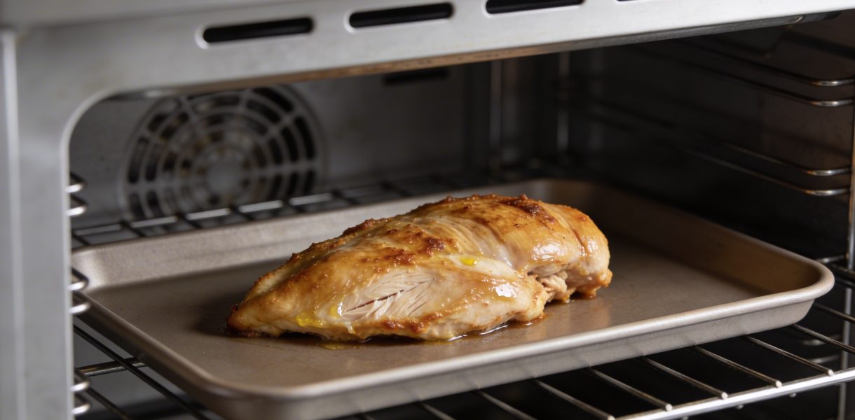 Plaque de pilons de poulet dorant dans four