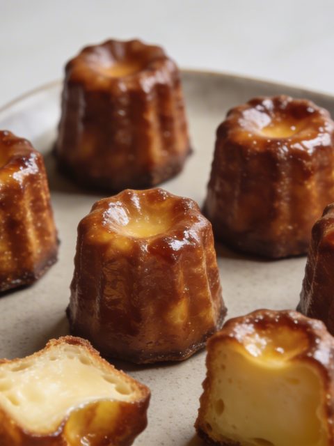 Plateau de caneles dorés demoules en silicone