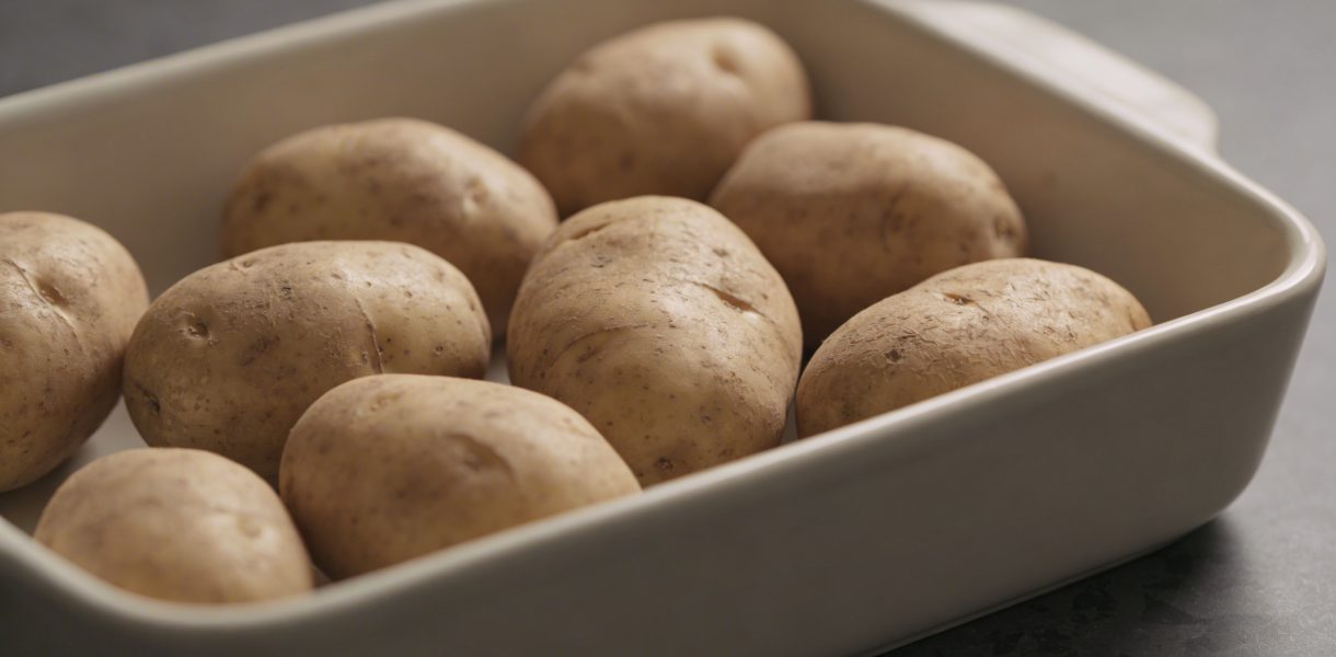 Pommes entieres dans un plat allant au four