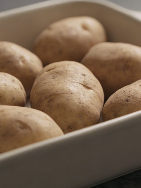Pommes entieres dans un plat allant au four