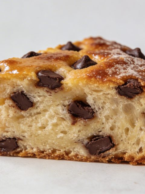 Tranche de cake dore aux pepites de chocolat