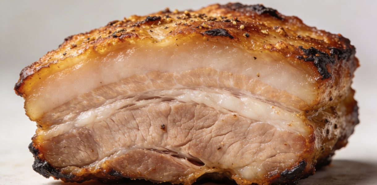 tranche de roti de porc dore dans airfryer