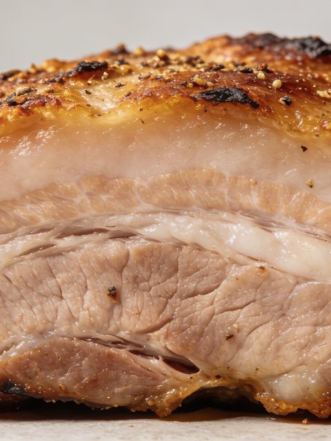tranche de roti de porc dore dans airfryer