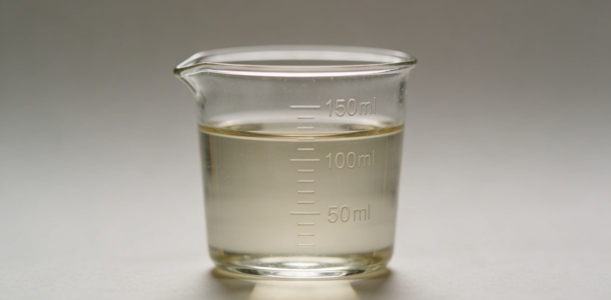 Verre doseur transparent rempli jusqua marque 150 ml